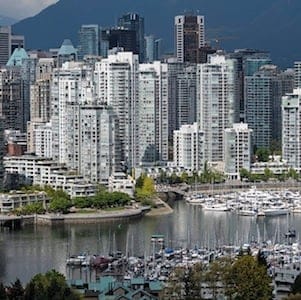 A high angle view of Vancouver's False Creek and the crowded downtown skyline, Vancouver, B.C., May 4, 2015. Bayne Stanley/CP