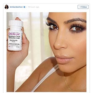 Kim Kardashian's Instagram shot for #morningsickness #correctivead. Instagram
