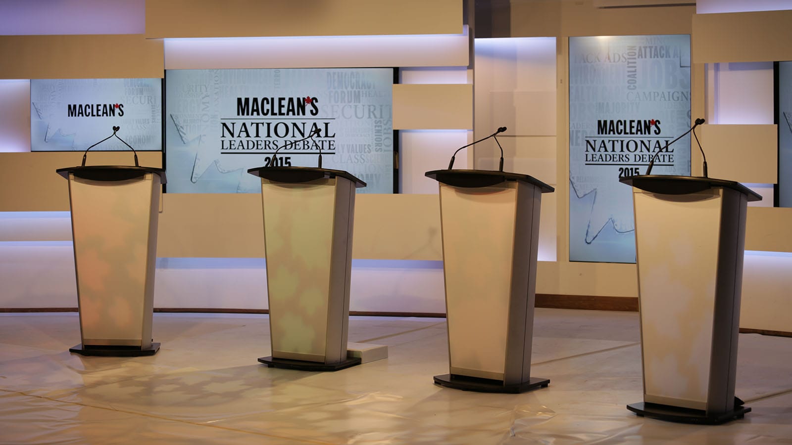 The last rehearsal before the Maclean's Leaders Debate. (Photo credit: Dillan Cools/Maclean's)