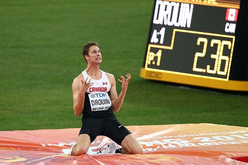 Winner: High jumper Derek Drouin took the last of Canada’s eight medals at the World Athletics Championships in Beijing, our best showing since 1932 (Cameron Spencer/Getty Images)