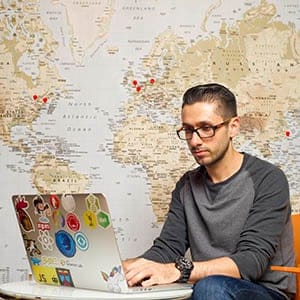 MACLEANS-MOZILLA-10.28.15-TORONTO, ON: Seneca College computer sciences graduate Ali Al Dallal at the Mozilla offices in downtown Toronto, ON. (Photograph by Cole Garside)