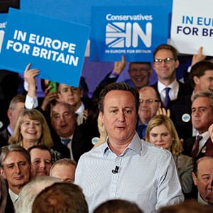 British Prime Minister David Cameron launches the Conservatives IN Campaign at the ICA on February 24, 2016 in London, England. David Cameron returned from Brussels at the weekend having secured a unanimous deal on Britain's future in the EU and announced the In/Out referendum date as June 23rd 2016. (Alex B. Huckle/Getty)