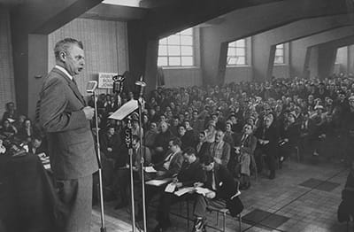 John G. Diefenbaker speaking during campaign. (Robert W. Kelley/The LIFE Picture Collection/Getty Images)