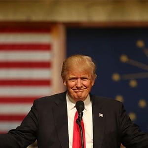 Republican presidential candidate Donald Trump speaks during a campaign stop at the Palladium at the Center for the Performing Arts on May 2, 2016 in Carmel, Indiana. Trump continues to campaign leading up to the Indiana primary on May 3. (Joe Raedle/Getty)