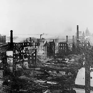 Aftermath of the great fire of 1904 which burned through the night of April 19 in downtown Toronto. About 100 buildings and 220 businesses were gutted, leaving a smoking, 7.9-hectare scar. In a city of 219,000 people, 6,000 jobs were lost. The damage was estimated at $11-million but miraculously, no one was killed. (Alexander Galbraith/Galbraith Collection/CP)