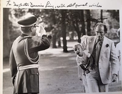 Dennis Ling saluting Pierre Trudeau. (Courtesy Dennis Ling)