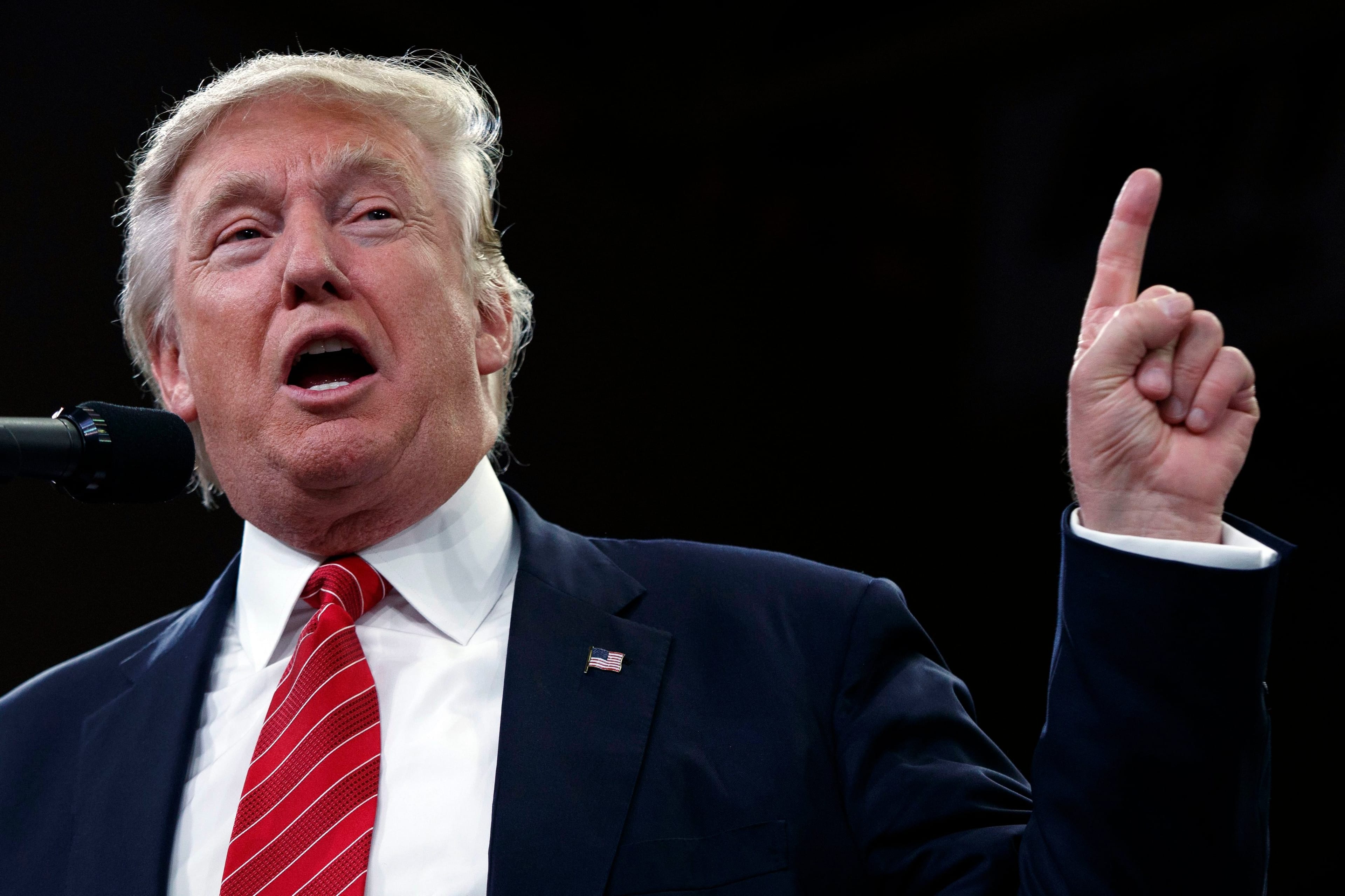 Republican presidential candidate Donald Trump speaks during a campaign rally at the University of North Carolina Wilmington, Tuesday, Aug. 9, 2016, in Wilmington, N.C. (AP Photo/Evan Vucci)