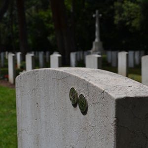 Graves are lined up at the Rome War Cemetery in Rome, Italy. This is where Eddie Namaypoke's grave is. (Taylor Prestidge)