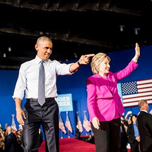 Democratic Presumptive Nominee for President former Secretary of State Hillary Clinton with President Obama campaign together at a rally in Charlotte, North Carolina on Tuesday, July 5, 2016. (Melina Mara/The Washington Post/Getty Images)