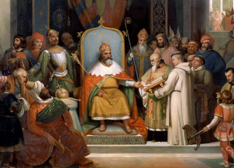 Charlemagne receives Alcuin, 780. Found in the collection of Muse de l'Histoire de France, Chteau de Versailles. (Fine Art Images/Heritage Images/Getty Images)