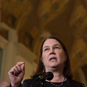 Minister of Health Jane Philpott speaks with the media during a break in meetings at the Finance Ministers meeting in Ottawa, Monday, December 19, 2016. (Adrian Wyld/CP)