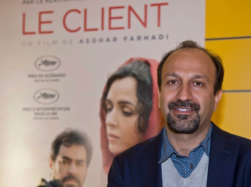 Iranian director Asghar Farhadi poses for his film "the Salesman" during the premier in Paris, Monday, Oct. 10, 2016. (AP Photo/Michel Euler)