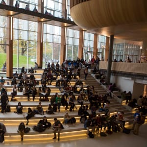 Students in the Nest at UBC in Vancouver. (Photograph by Della Rollins)