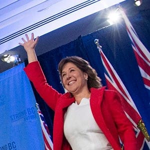Liberal leader Christy Clark at the results event for the B.C. elections 2017
