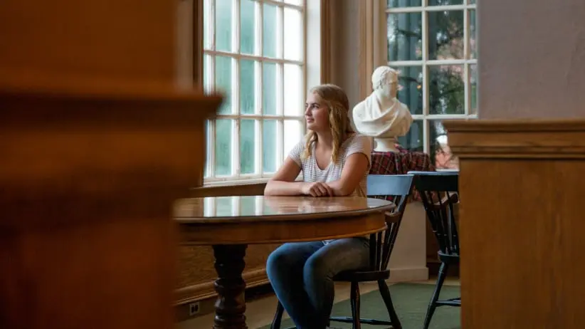 university double major: St. Francis Xavier student Janie Craig on campus in Antigonish, Nova Scotia. Craig is in her second year and is majoring in both arts and science. (Photograph, Mikaela MacKenzie)