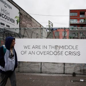 A memorial wall dedicated to overdose victims in Vancouver's Downtown, British Columbia, Monday, April 10, 2017. April 14, 2017 marks the one year anniversary since Medical health officer Dr. Perry Kendall declared a Public Health Emergency in response to another surge in drug-related overdoses and deaths. (Rafal Gerszak)