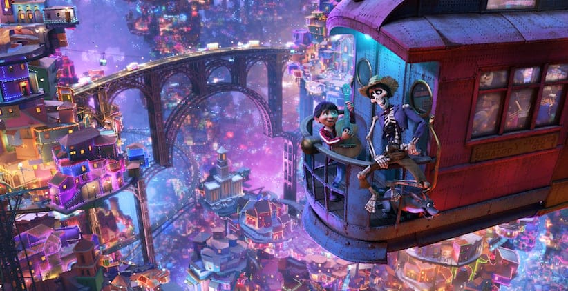 In a scene from the Pixar film 'Coco,' aspiring musician Miguel teams up with charming trickster Hector in the Land of the Dead. (©2017 Disney•Pixar. All Rights Reserved)