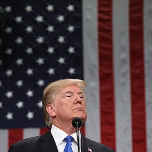 WASHINGTON, DC - JANUARY 30: U.S. President Donald J. Trump delivers the State of the Union address in the chamber of the U.S. House of Representatives January 30, 2018 in Washington, DC. This is the first State of the Union address given by U.S. President Donald Trump and his second joint-session address to Congress. (Photo by Win McNamee/Getty Images)