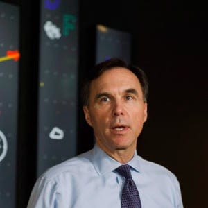 Minister of Finance Bill Morneau speaks to media after meeting with private sector economists, in Toronto on Friday, February 16, 2018. (Christopher Katsarov/CP)