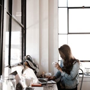 Woman working on laptop