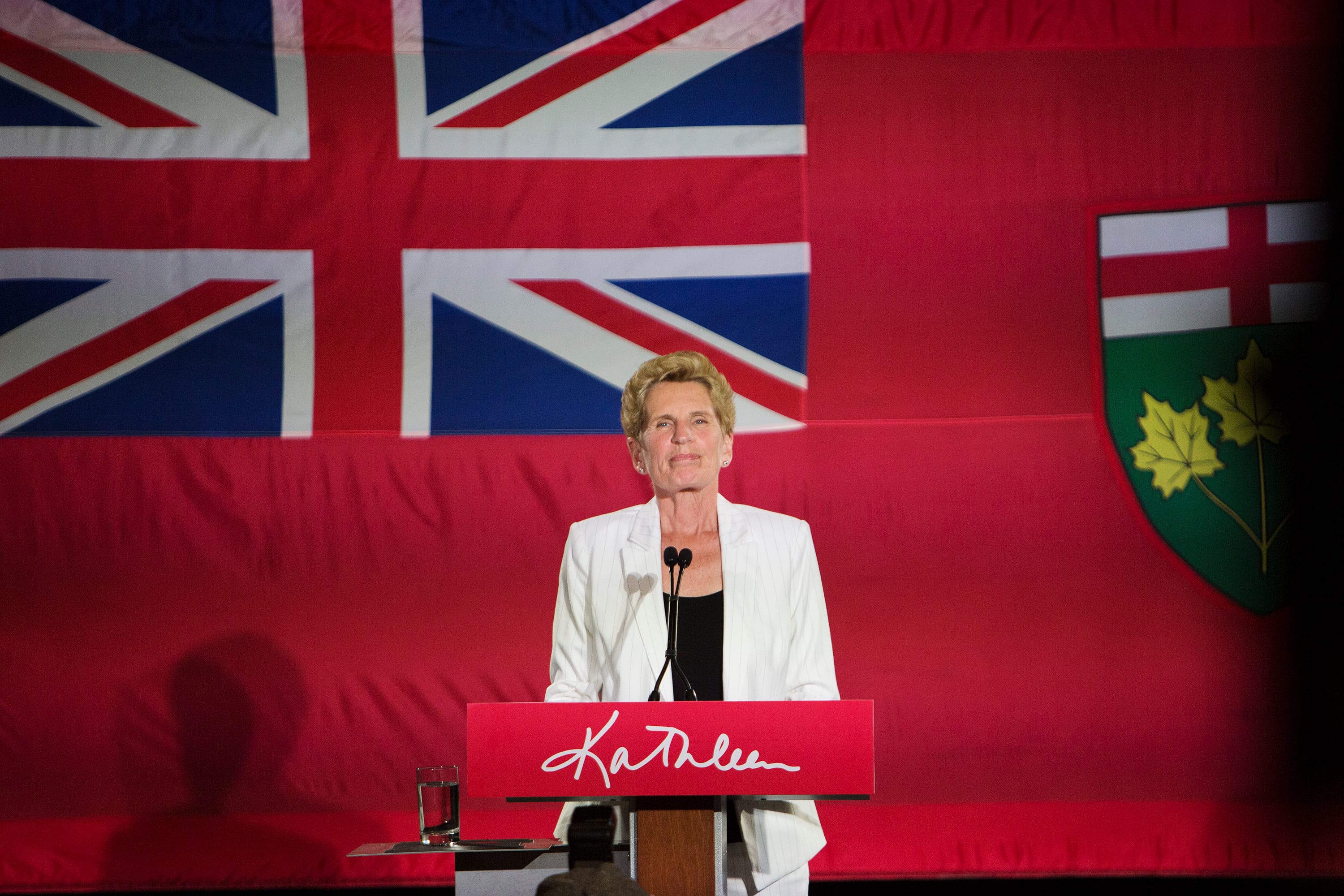 Liberal Leader Kathleen Wynne thanks party supporters and announces that she is stepping down as leader of the Liberal Party at the Liberal Party election event in North York. (Photograph by Della Rollins)