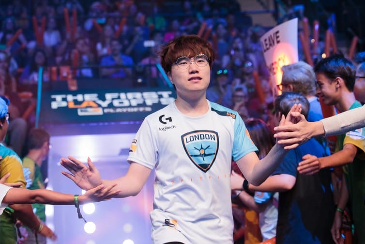 Jong Seok Kim, a player for the London Spitfires team in the Overwatch League, which gets primetime coverage on ESPN. Will e-sports soon be part of the Olympics? (Robert Paul/Blizzard Entertainment)