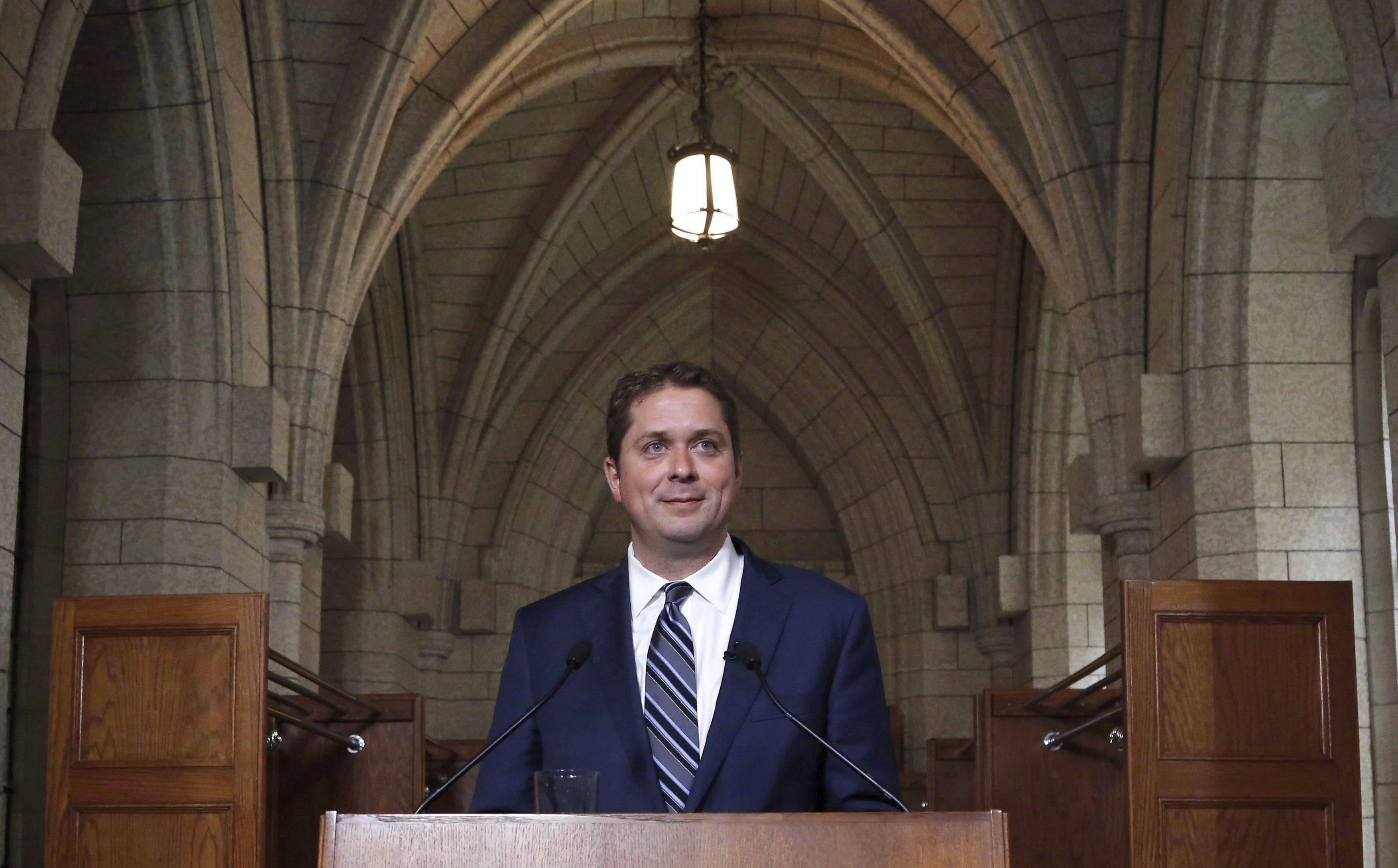 Conservative leader Andrew Scheer speaks to reporters after a caucus meeting on Parliament Hill in Ottawa on Wednesday, June 6, 2018. (Patrick Doyle/CP)