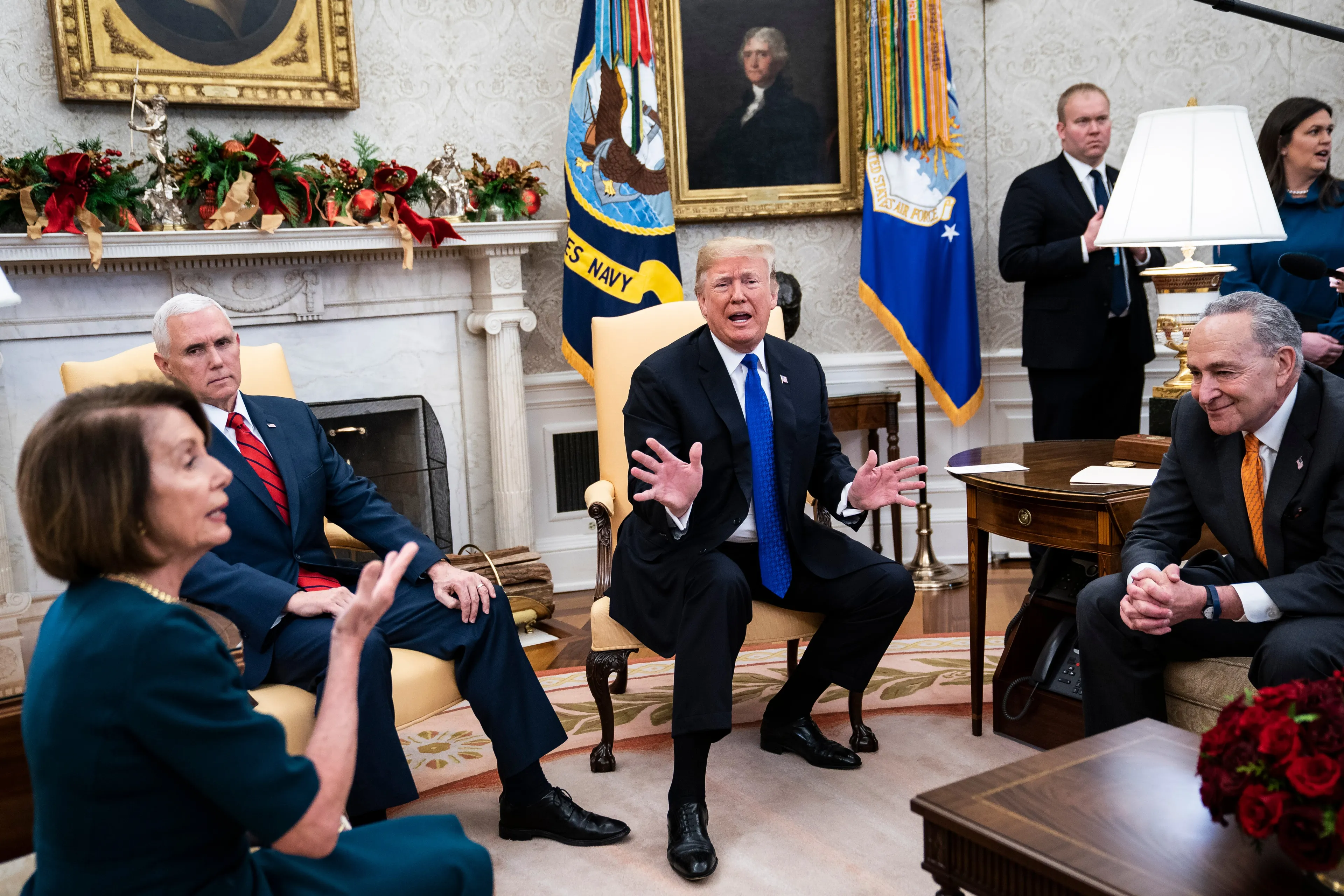 Trump's Oval Office meeting with Nancy Pelosi, Chuck Schumer and Mike Pence produced a feast of surreal moments (Jabin Botsford/The Washington Post/Getty Images)