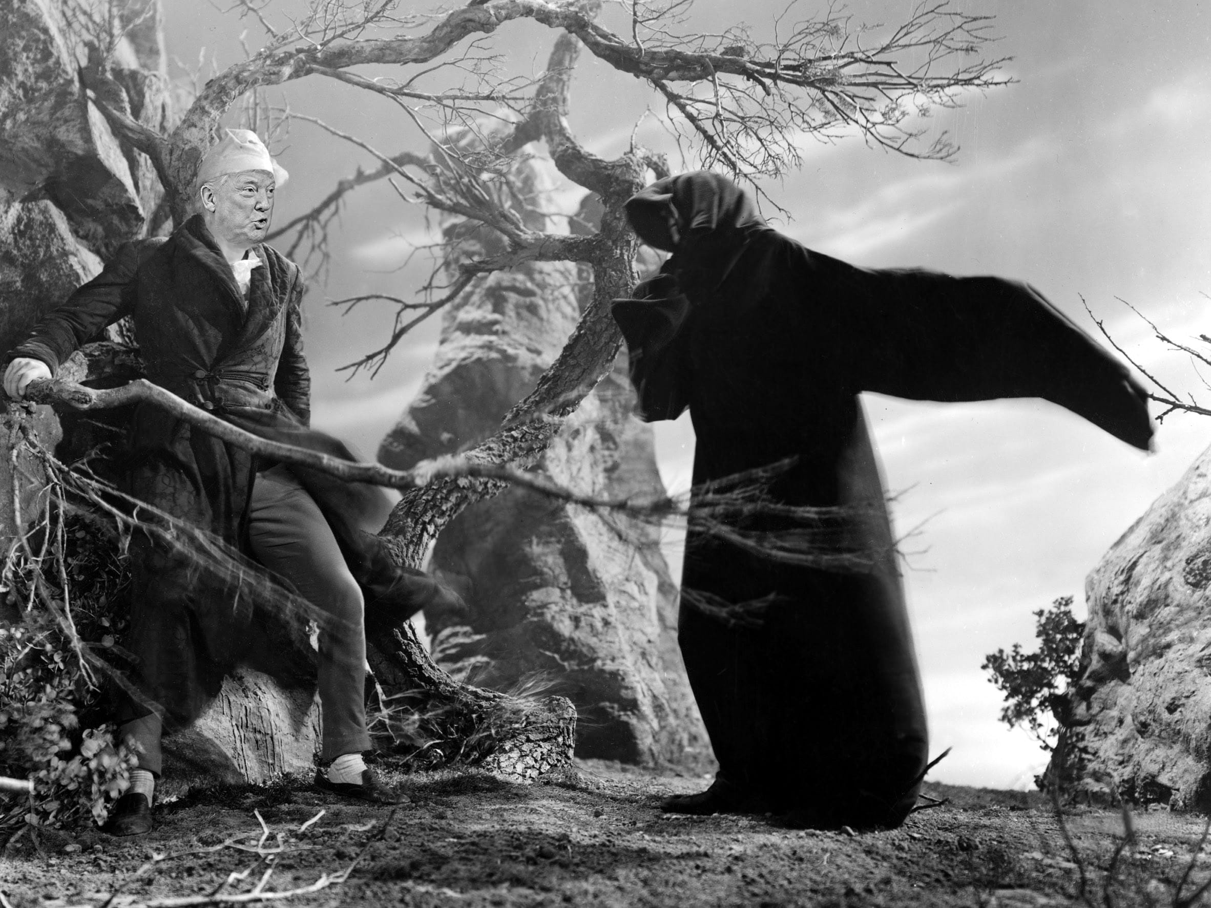 A CHRISTMAS CAROL, Reginald Owen (Ebenezer Scrooge), D'Arcy Corrigan, 1938.
