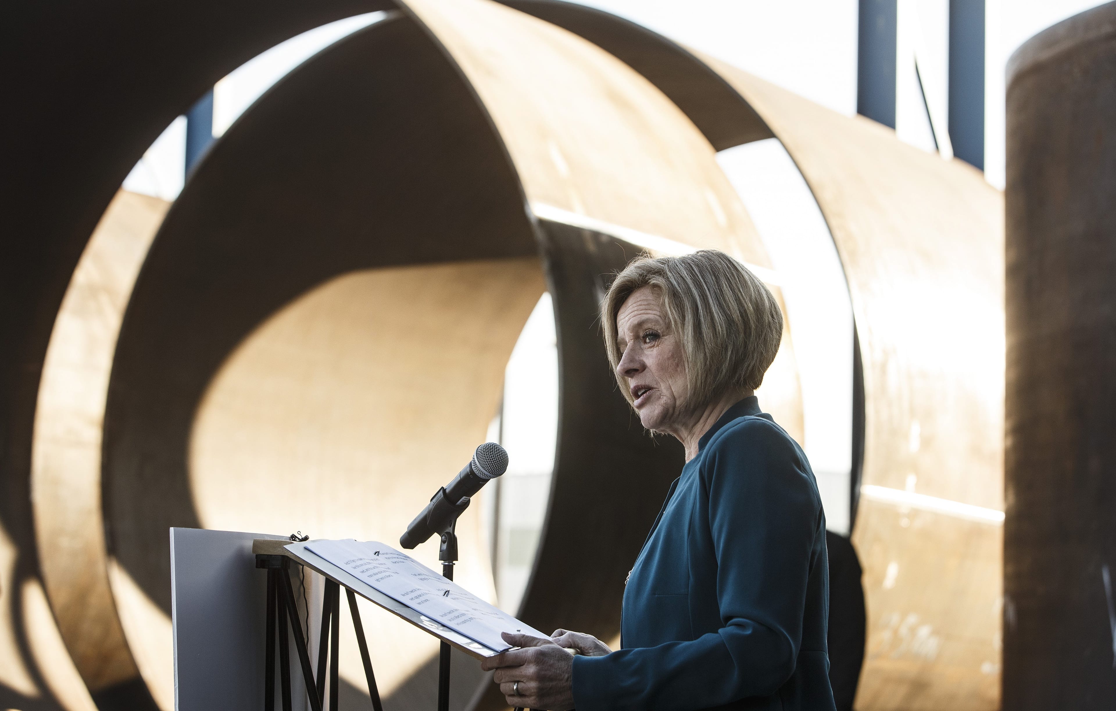 Rachel Notley at a campaign stop in Edmonton. Many of the Alberta parties' ideas come direct from well-known think tanks (Jason Franson/CP)