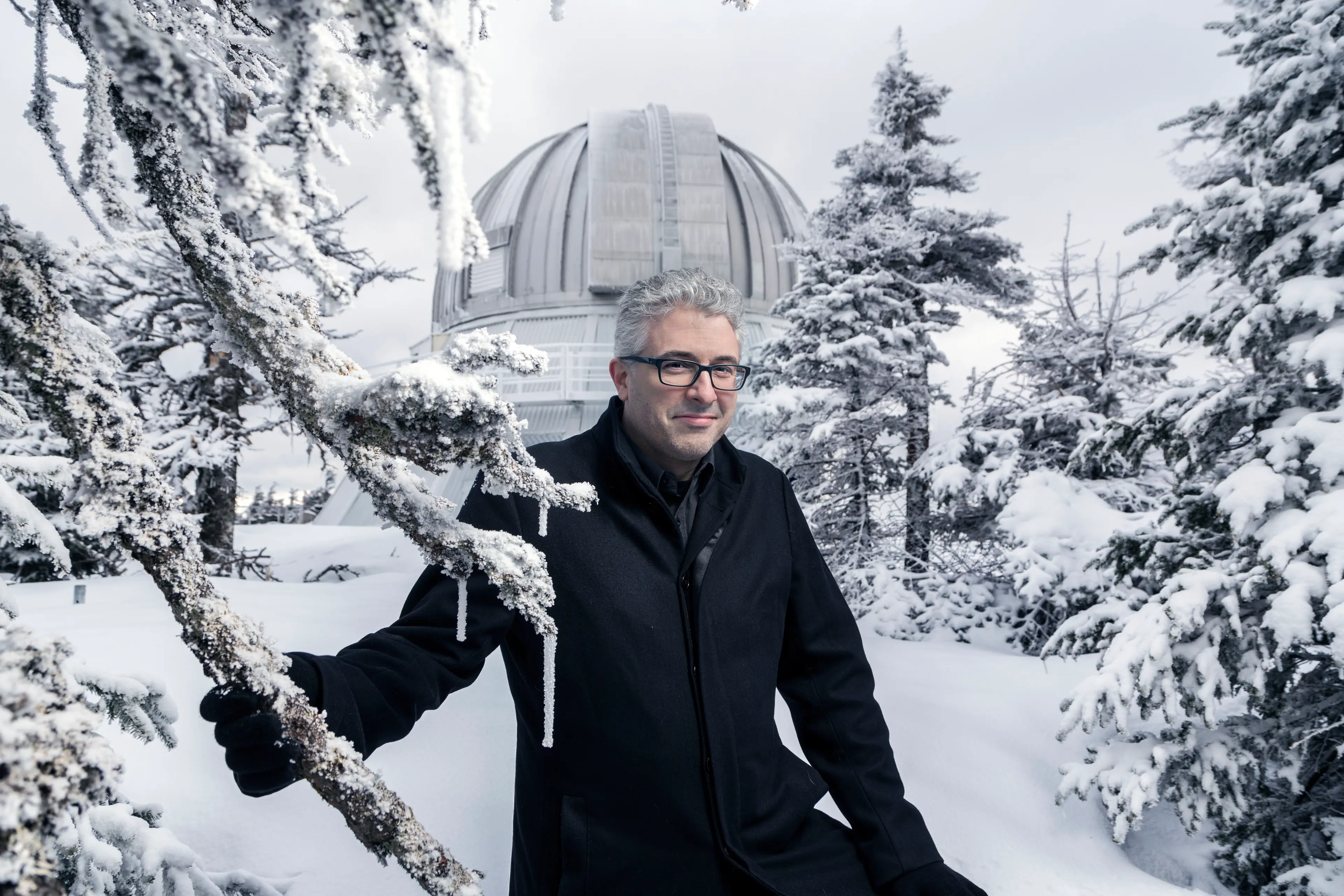 Astro-physicist Philippe Fournier photographed at the Mont-Mégantic Observatory on the 28th of April 2019. (Photograph by Roger LeMoyne)