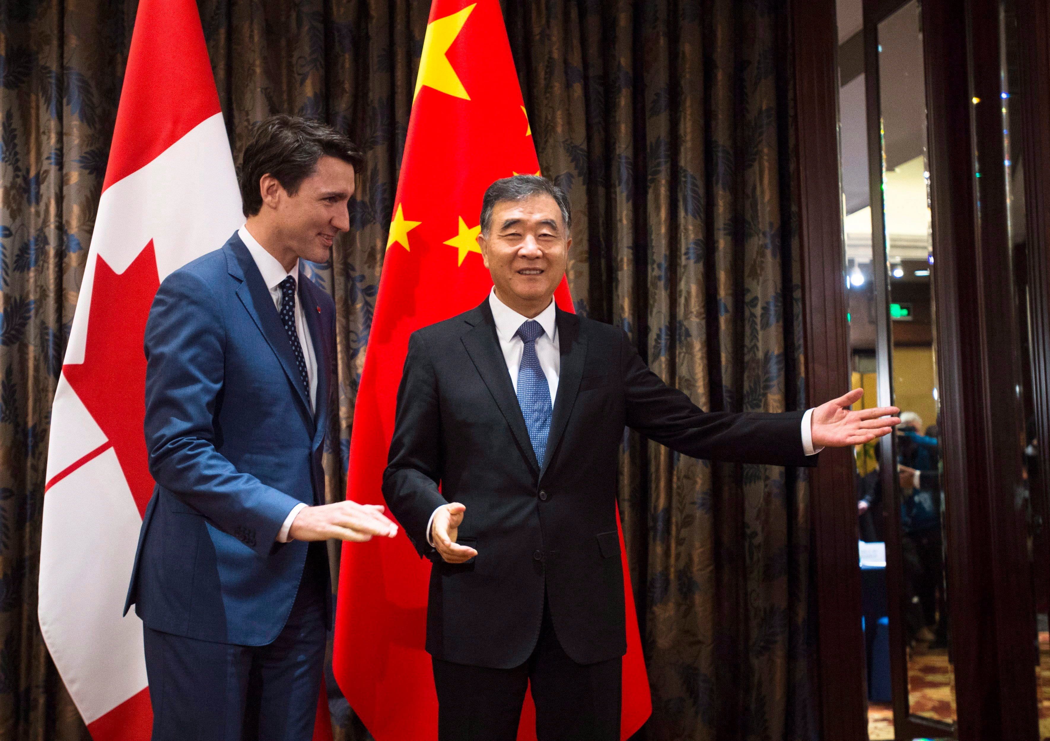 Trudeau meets with Chinese Vice Premier Wang Yang in Guangzhou, China, on Dec. 6, 2017 (THE CANADIAN PRESS/Sean Kilpatrick)