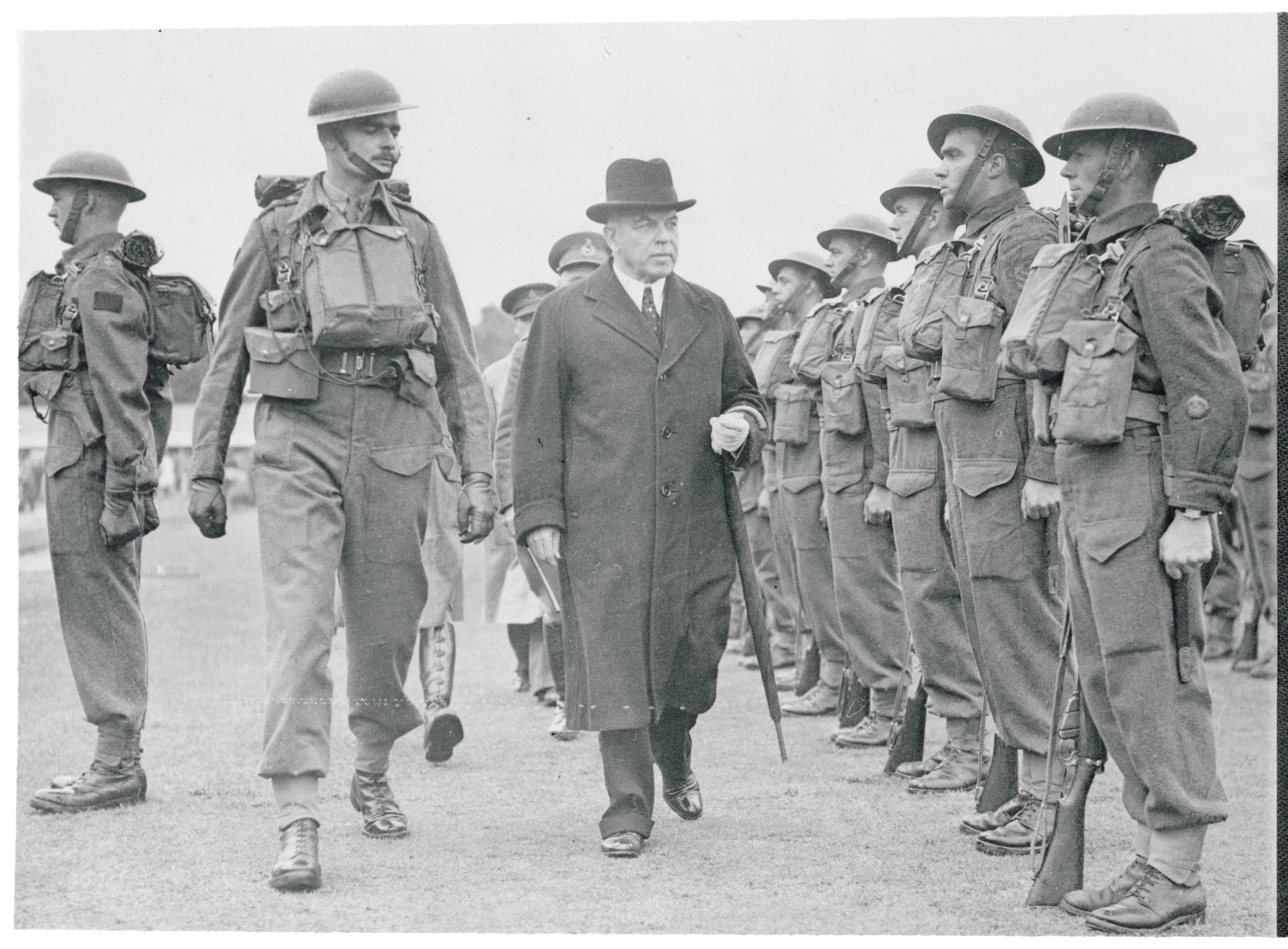 Mackenzie King, Canada's prime minister at the time, inspects a Canadian guard of honour, Aug. 30, 1941. (Bettmann/Getty Images)