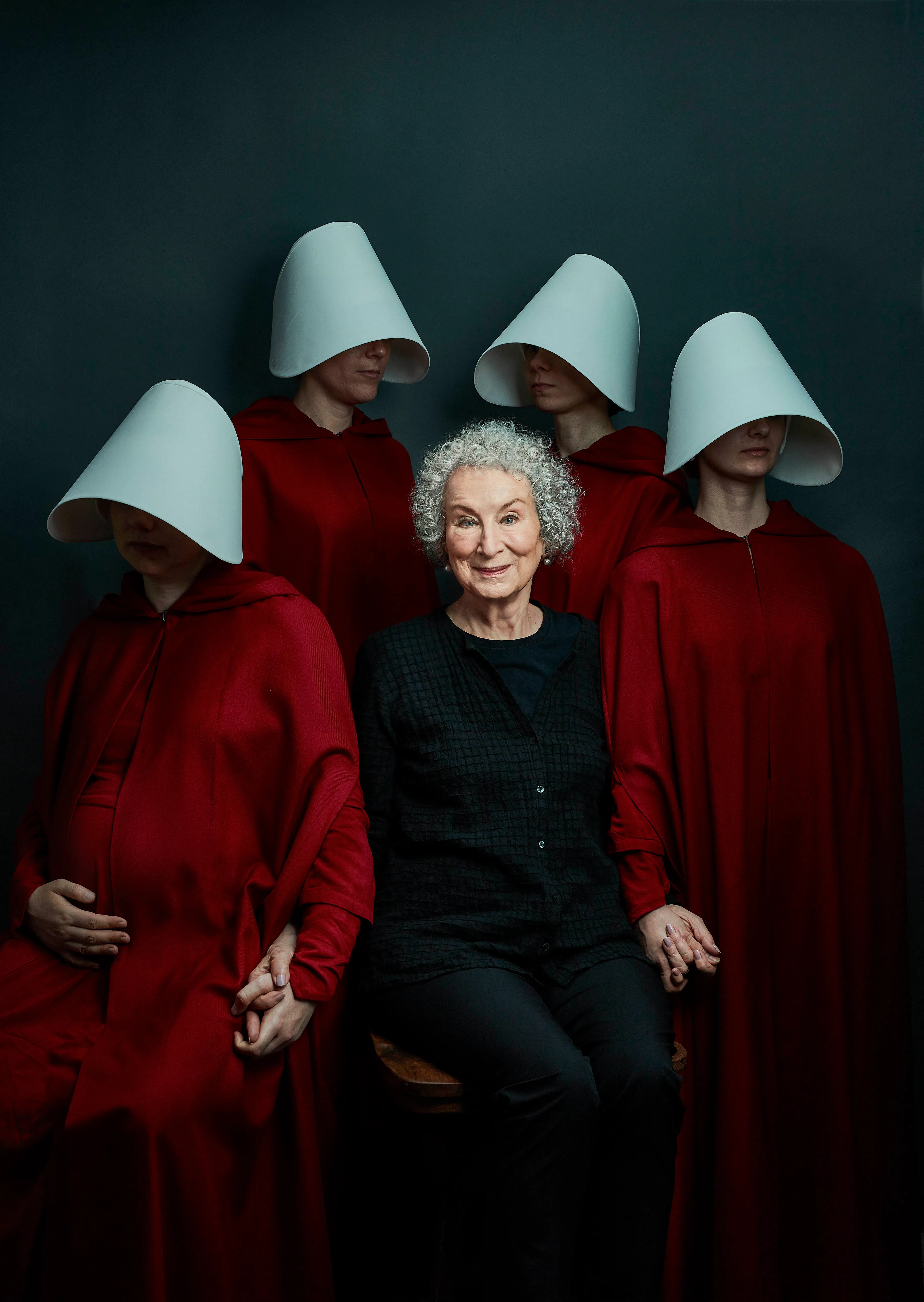 Margaret Atwood in Toronto, Aug 20, 2019. (Photograph by Markian Lozowchuk; Wardrobe courtesy of MGM Television; Wardrobe styling by Jessa Pegg/Judy Inc.; Hair and make-up by GianLuca Orienti/Judy Inc.)
