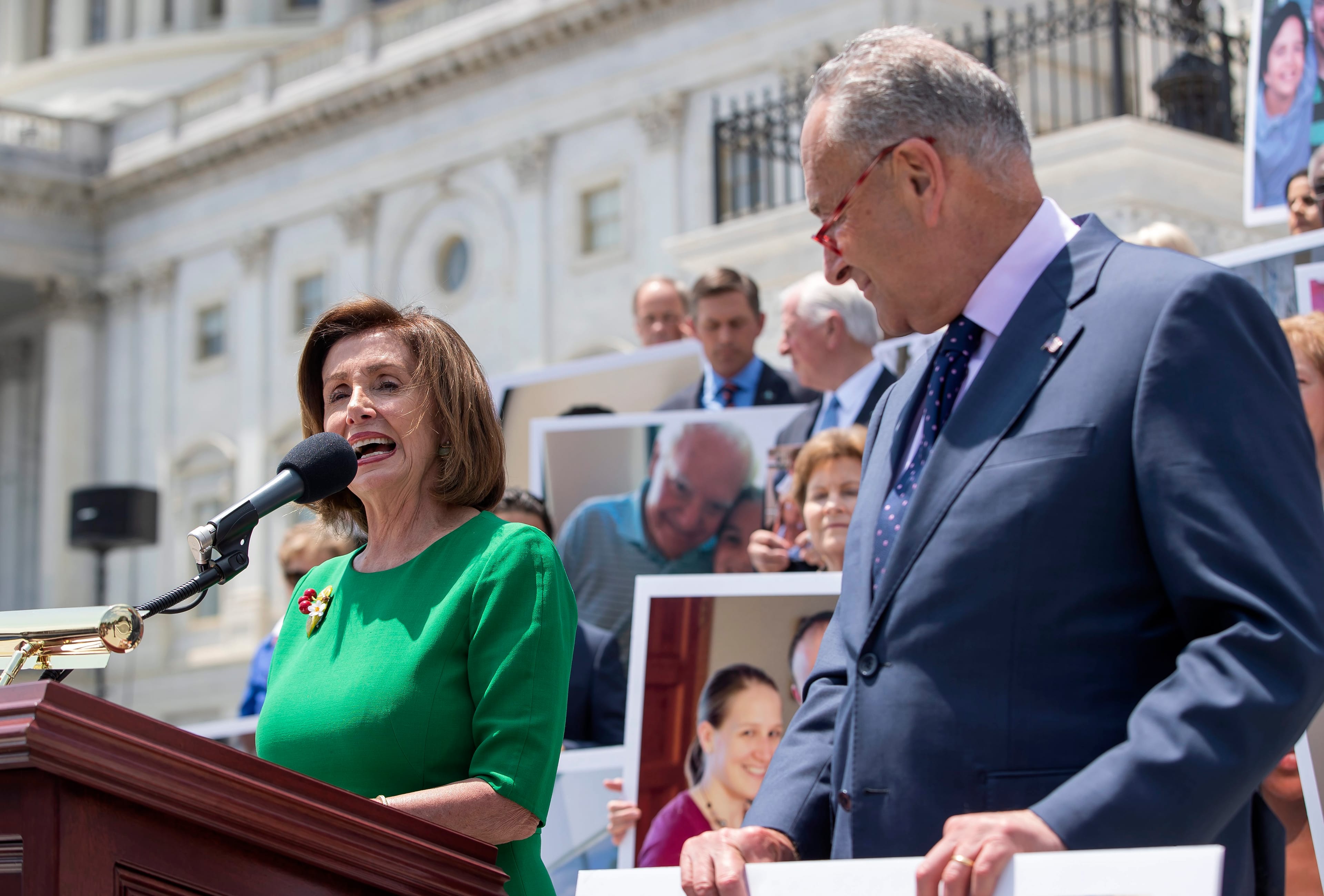 Pelosi and Schumer (ERIK S. LESSER/EPA/CP)