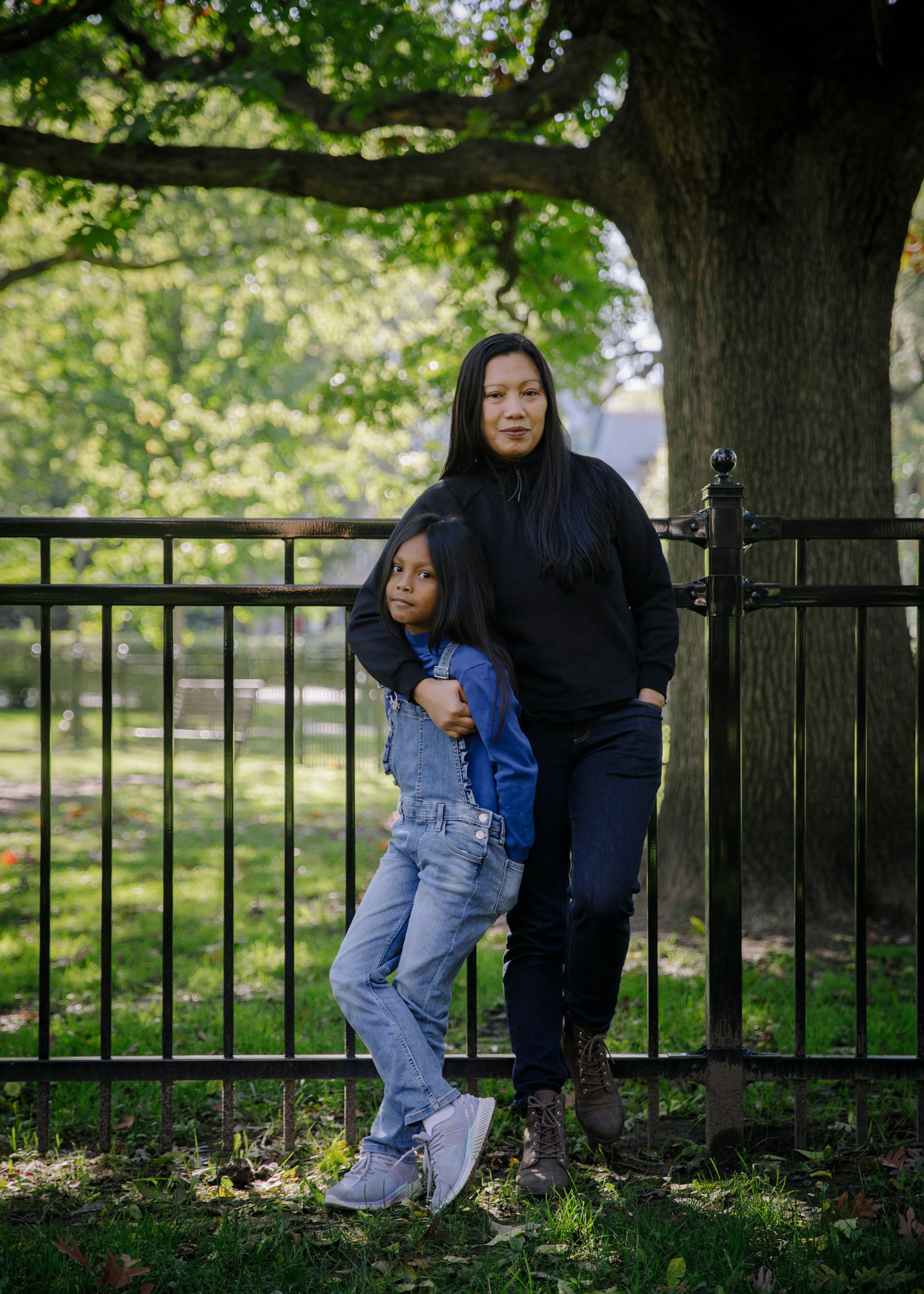 Rodel with seven-year-old Keana, who just started a new school (Photograph by Dario Ayala)