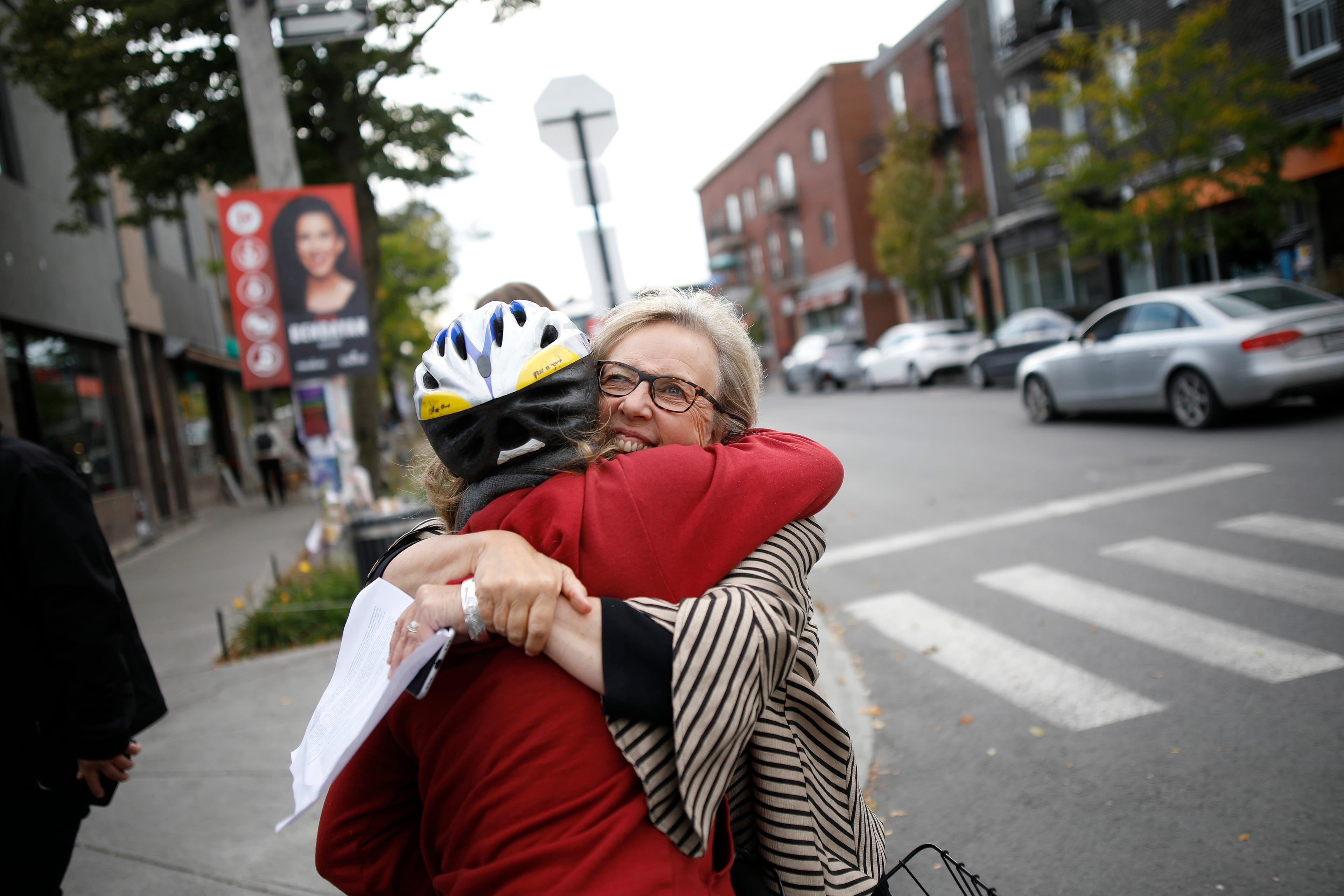 May during an election campaign visit in Montreal, on Oct. 9, 2019. (Photograph by Blair Gable)
