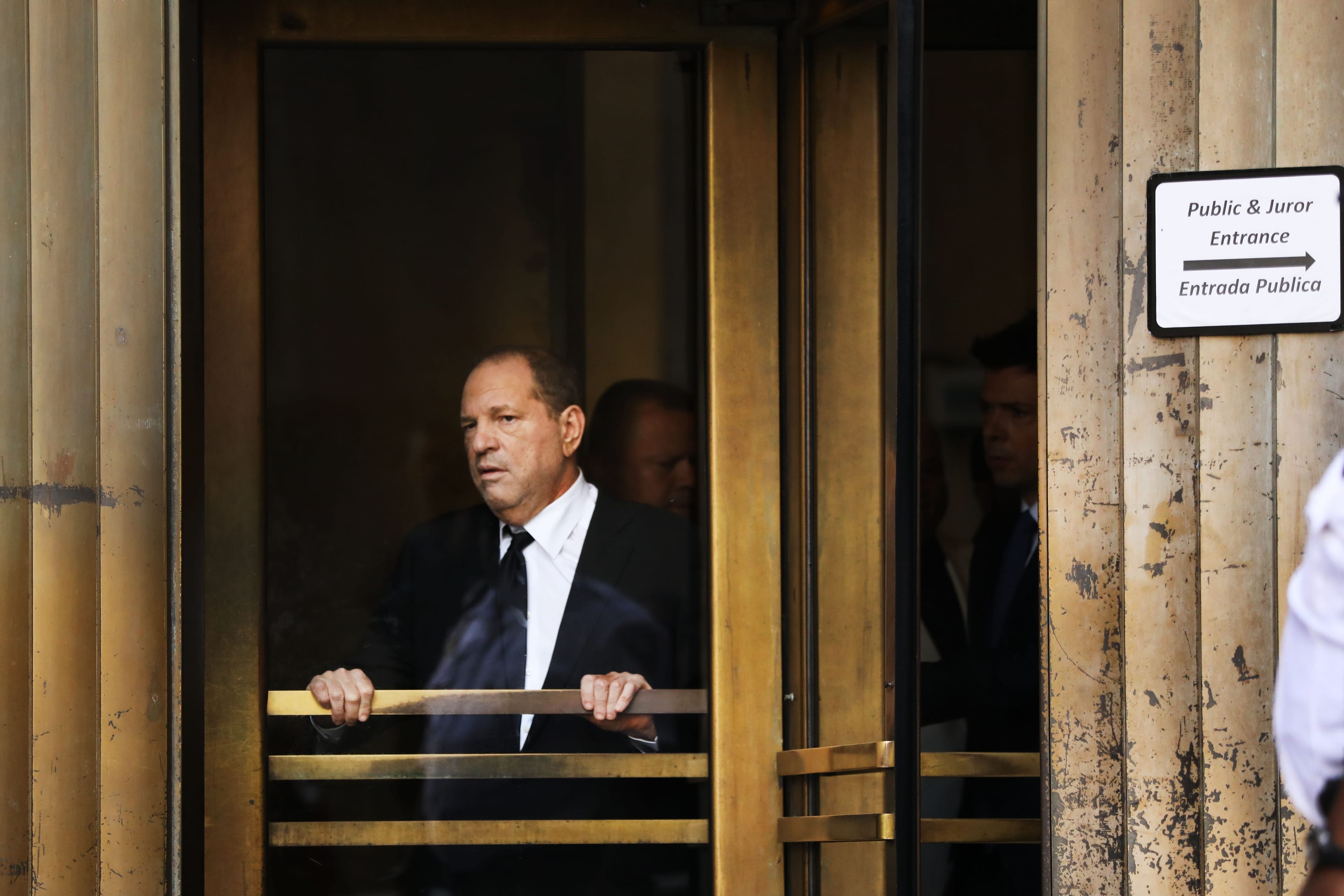 Harvey Weinstein exits court after an arraignment over a new indictment for sexual assault on Aug. 26, 2019 in New York City. (Photo by Spencer Platt/Getty Images)