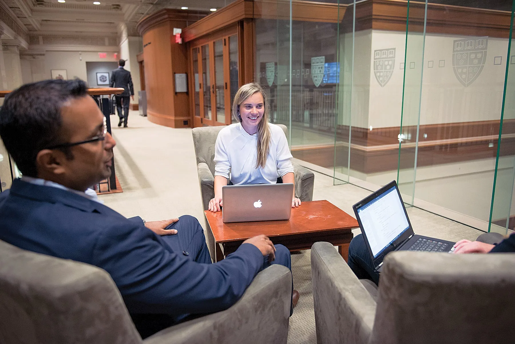 MBA students chat at Simon Fraser University. (Wendy D Photography/Simon Fraser University)