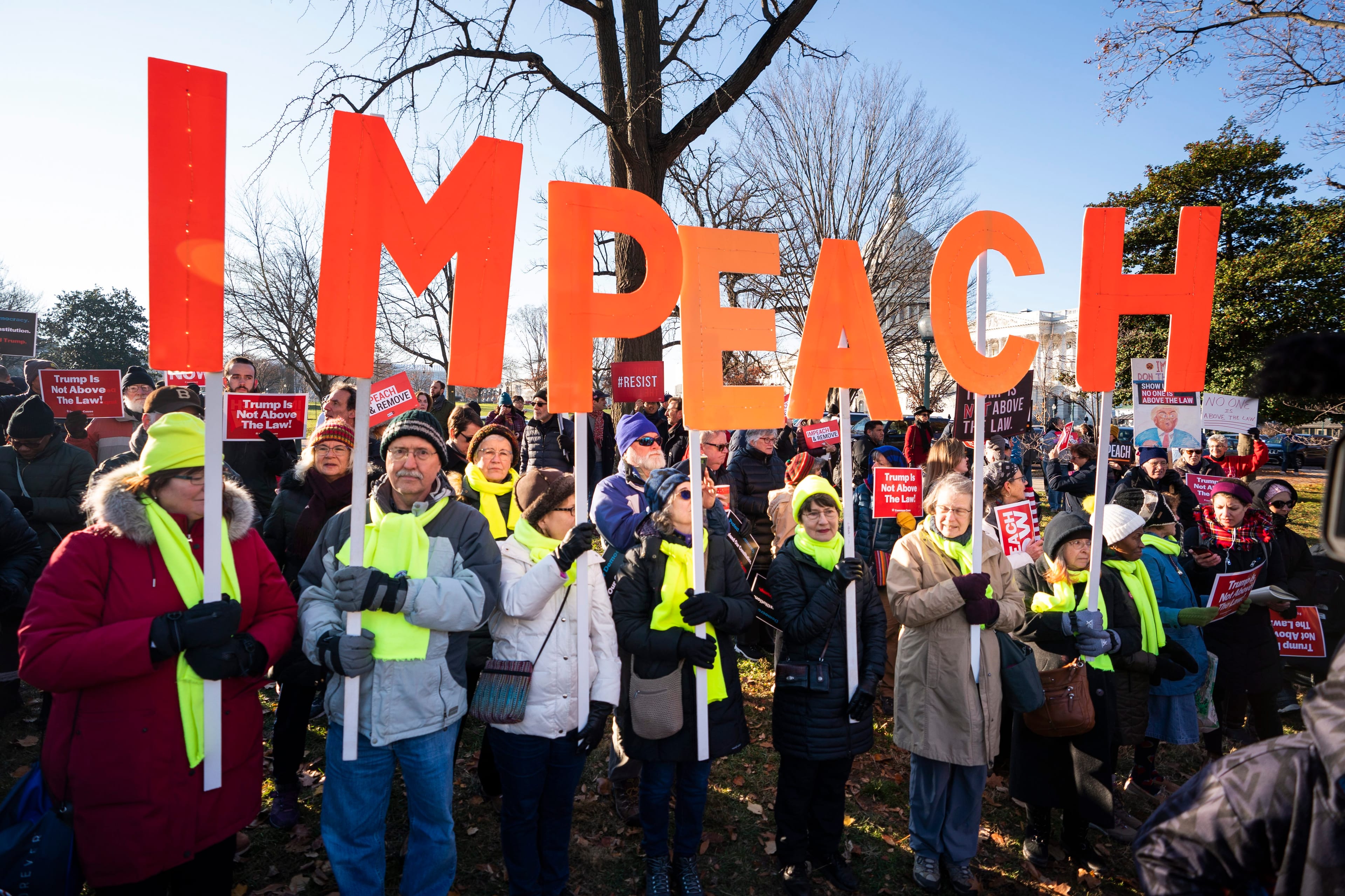Activists gather Wednesday to show support for Trump's impeachment (Jim Lo Scalzo/EPA)