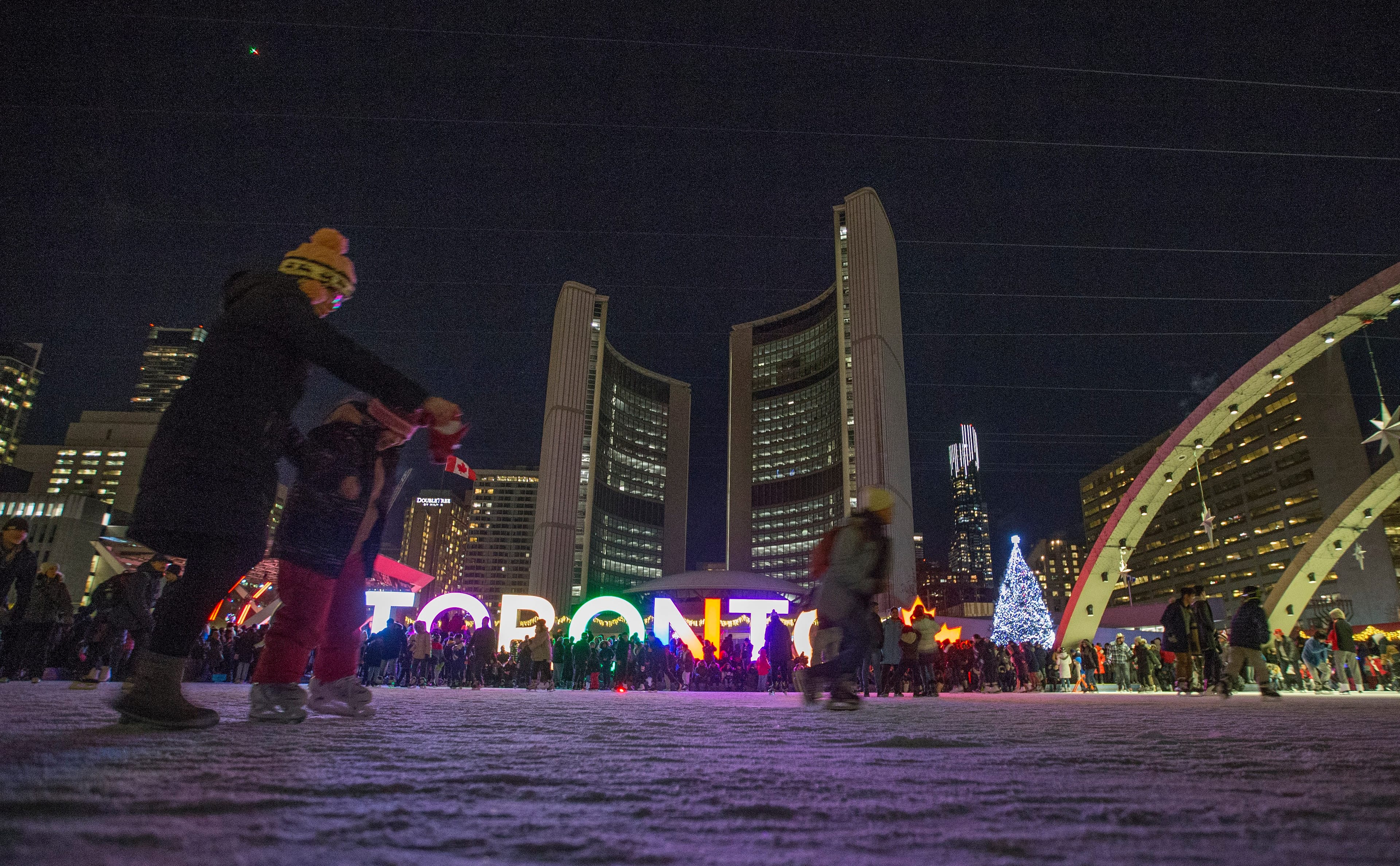 Torontoians flock to Nathan Phillips Square for the annual New Year's eve celebrations on Dec. 31, 2019. (Rick Madonik/Toronto Star/Getty Images)