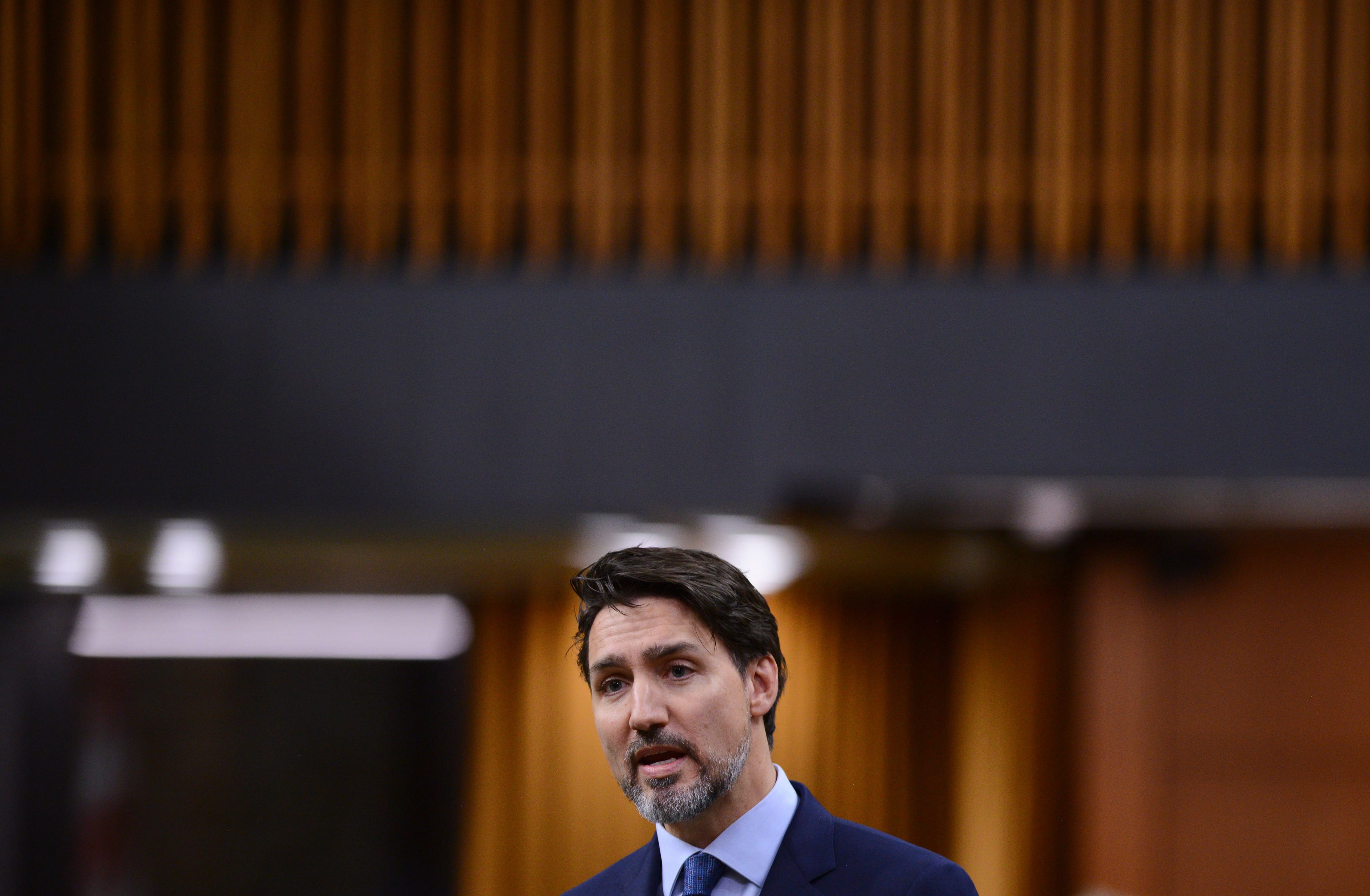 Trudeau delivers a statement in the House of Commons on Feb. 18, 2020, regarding the rail blockades across the country (CP/Sean Kilpatrick)