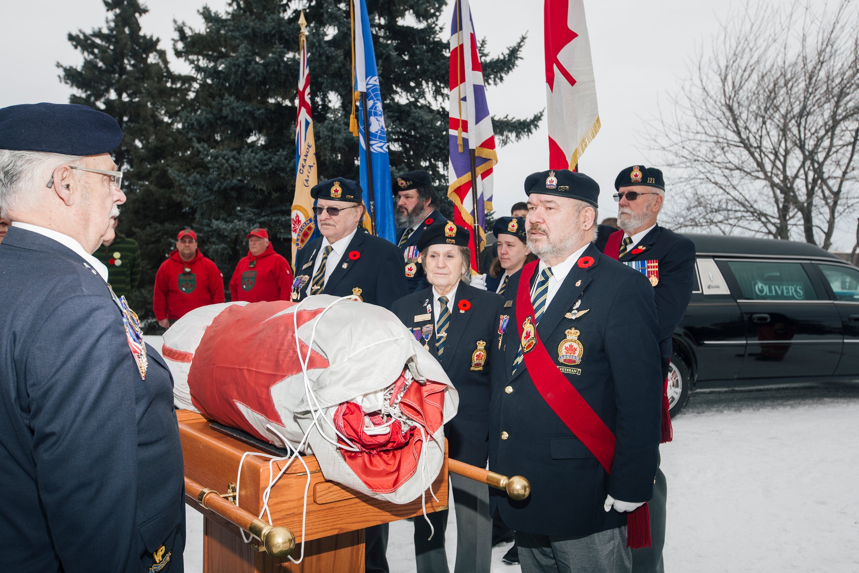 Retired Flag Commemoration in Grande Prairie, Alberta on Thursday, February 13, 2020. (Photograph by Amber Bracken)