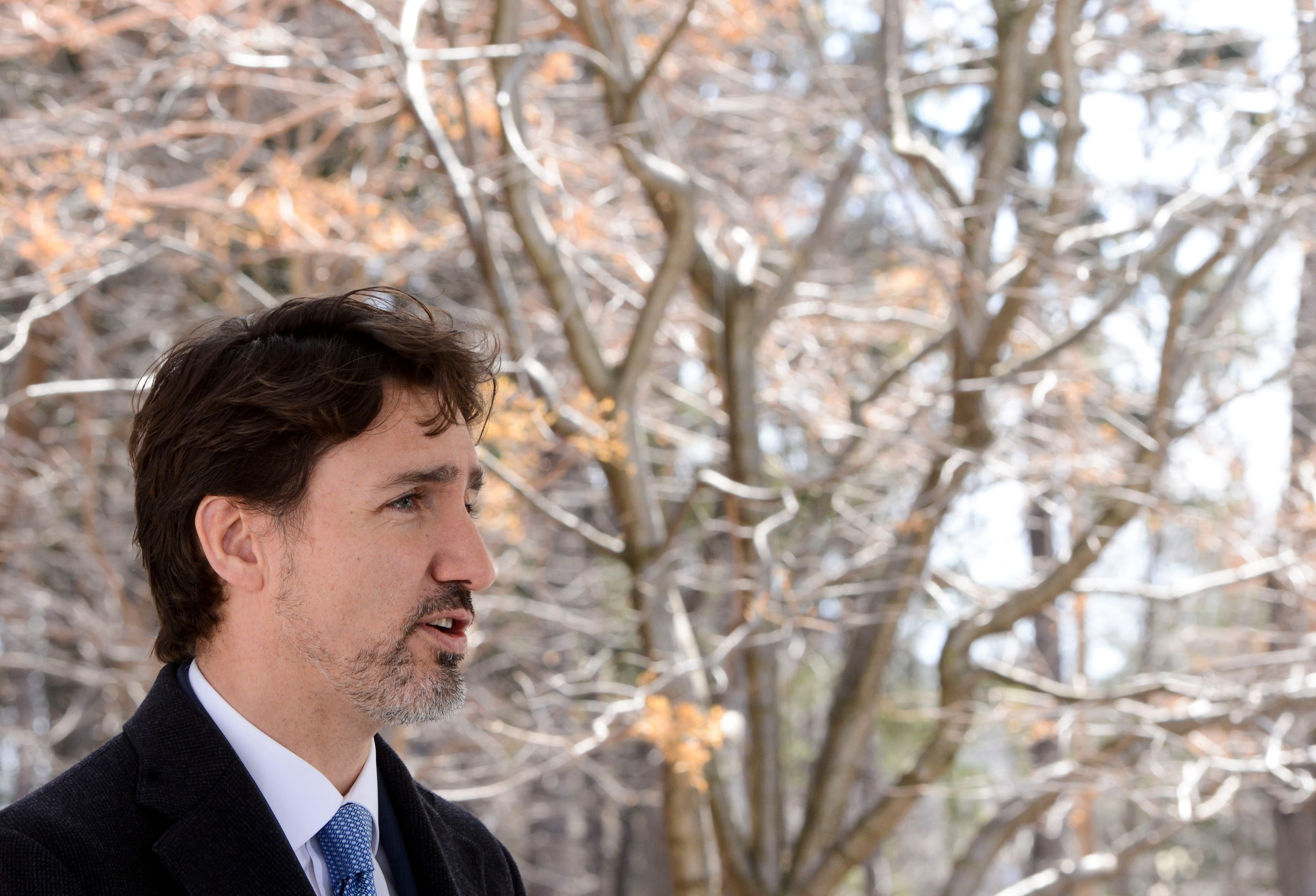 Prime Minister Justin Trudeau addresses Canadians on the COVID-19 pandemic from Rideau Cottage in Ottawa on Tuesday, April 7, 2020. THE CANADIAN PRESS/Sean Kilpatrick