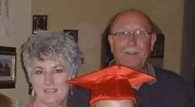 This undated photo provided by Justin Zahl, shows from left, his grandmother Elizabeth Joanne Thomas and his grandfather John Zahl. Justin Zahl is awaiting confirmation that his grandparents are dead after their log house burned down during a rampage by a gunman disguised as a police officer in Nova Scotia that began late Saturday, April 18, 2020. He hasn’t heard from his grandparents since Saturday, and police tell him their bodies are most likely in the rubble. (Justin Zahl/AP/CP)