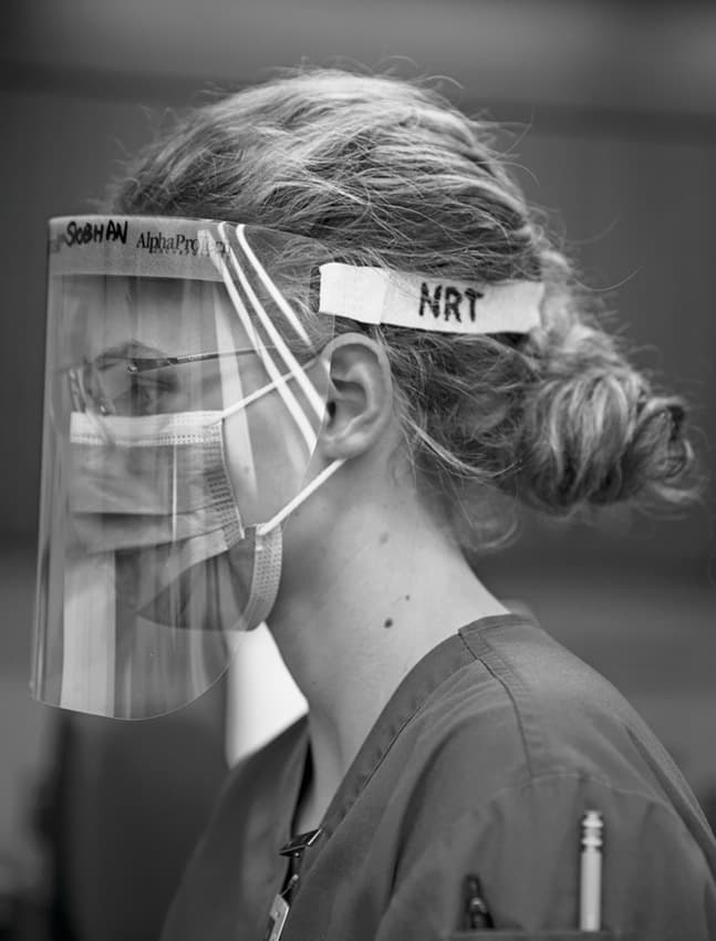 Registered nurse Siobhan Handley-Derry cares for patients with coronavirus inside Toronto General Hospital’s sixth-floor Eaton Wing