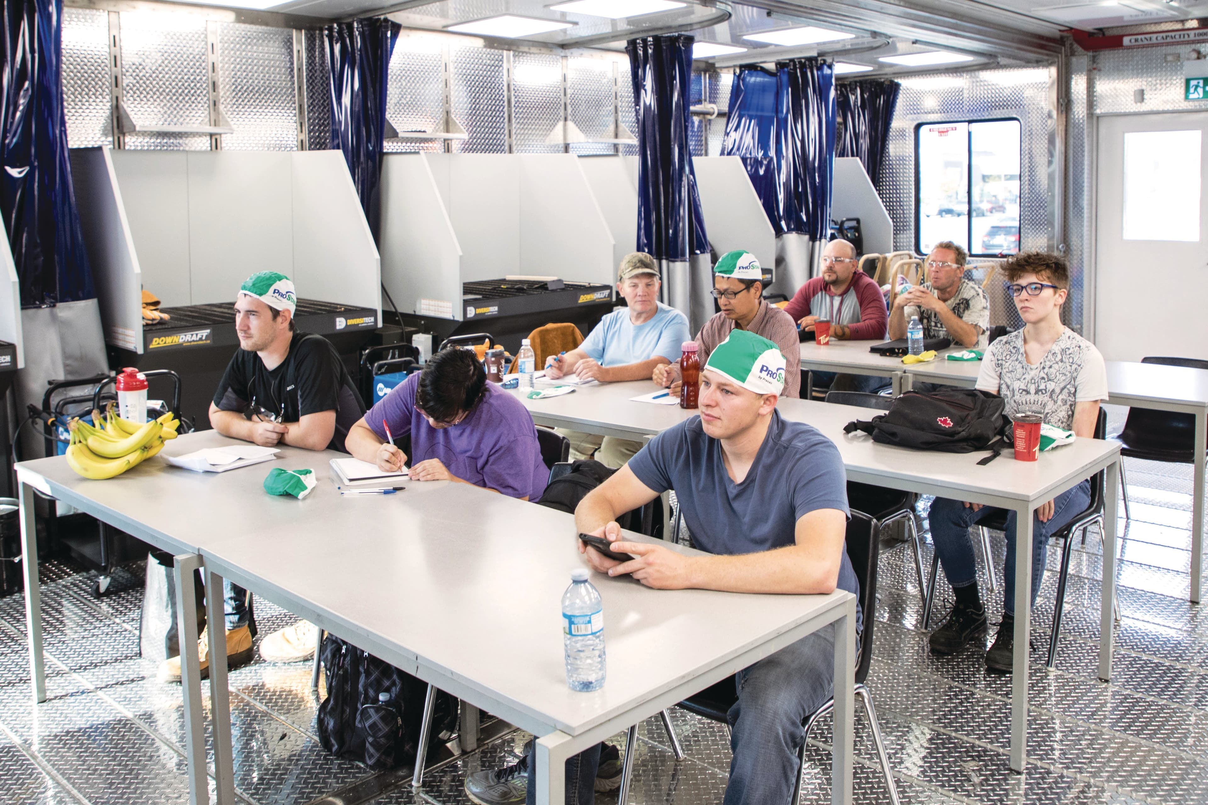 Mohawk’s City School offers training, such as this welding class, inside modified transport trucks (Courtesy of Mohawk College)