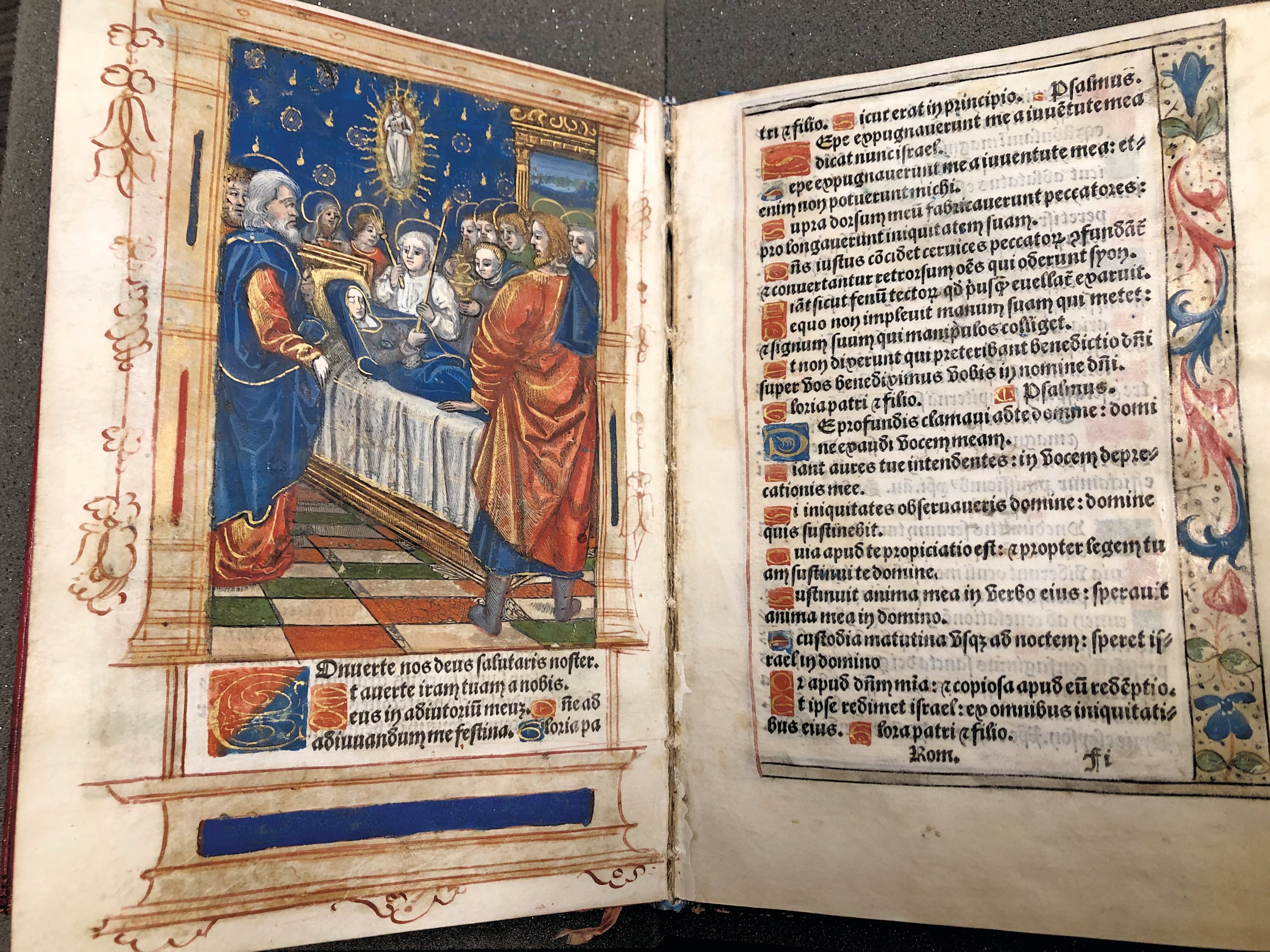 a medieval illuminated manuscript from Europe in the library’s special collection (Courtesy of Laila El Mugammar)