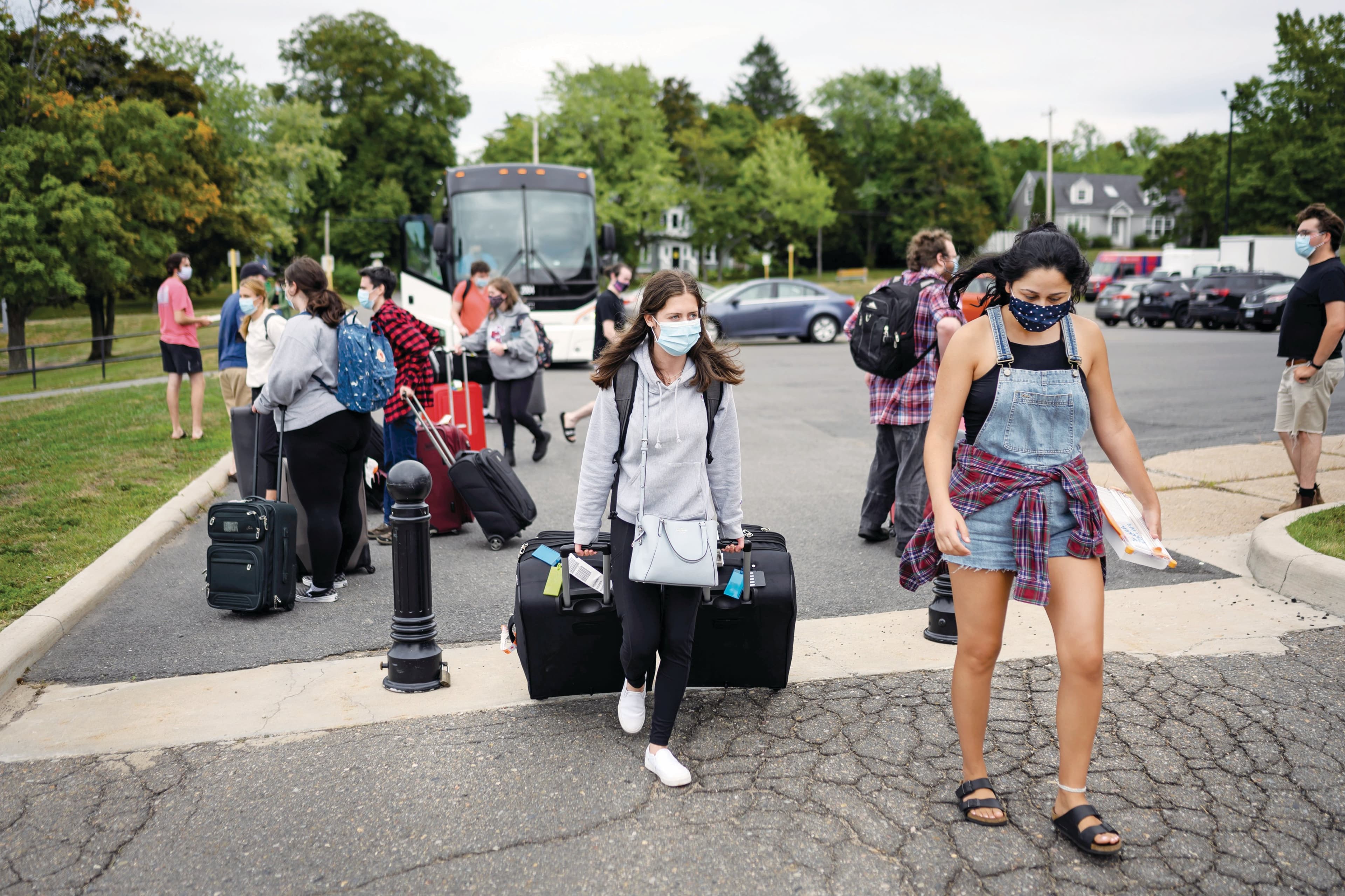 ‘I feel pretty safe with what they have prepared,’ says first-year student Leeder (centre) (Photograph by Darren Calabrese)