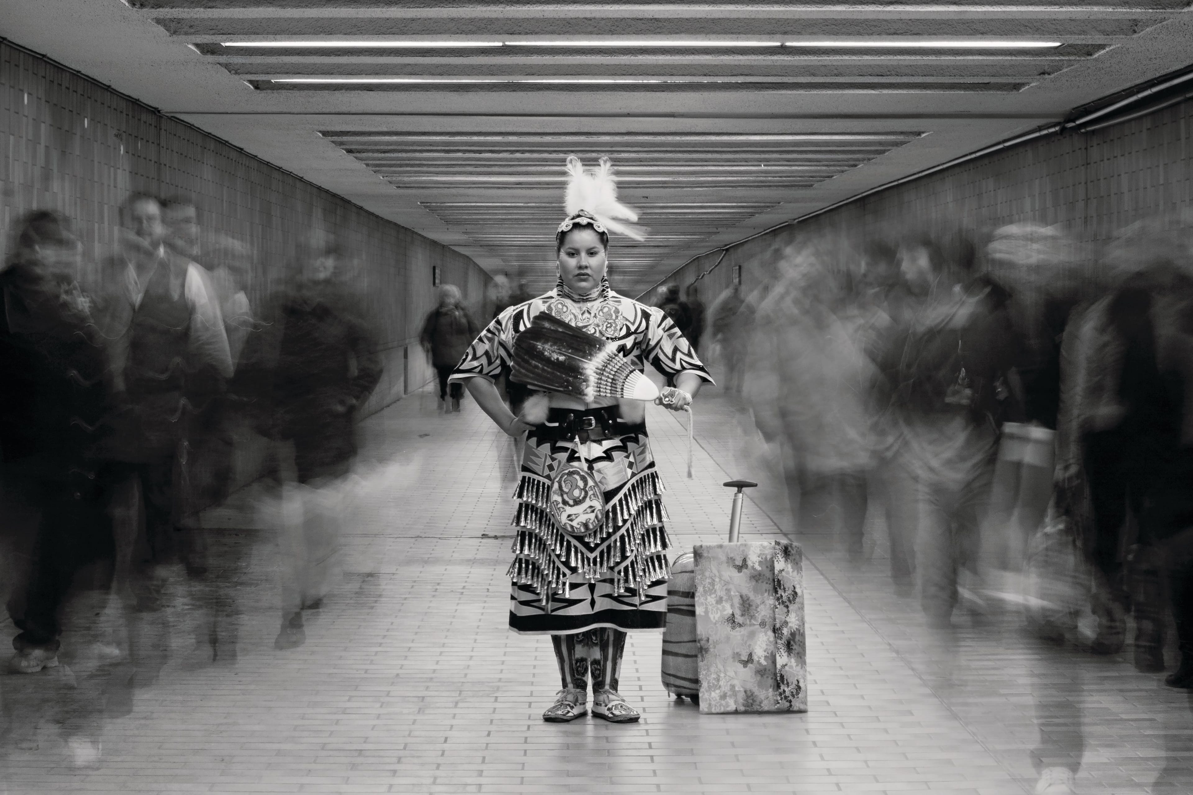 Portrait of Tee Lyn Duke from Kwandibens' "Concrete Indians" series. The image is now on display at Ryerson University. (Nadya Kwandibens/Red Works Photography)